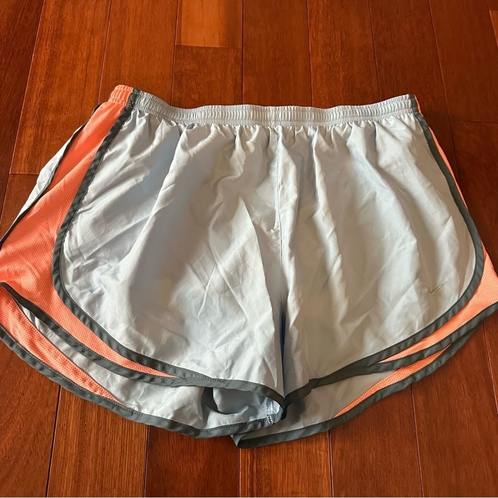 Nike Women's Gray and Orange Tempo Shorts